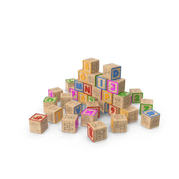 Wooden Childrens Toy Alphabet Blocks Set Stock Illustration