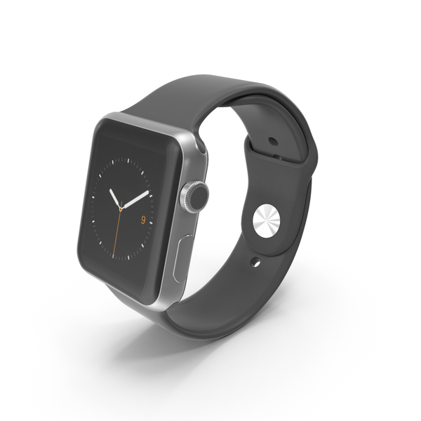 Apple Watch 42mm Stainless Steel Case Black Sport Band PNG Images ...