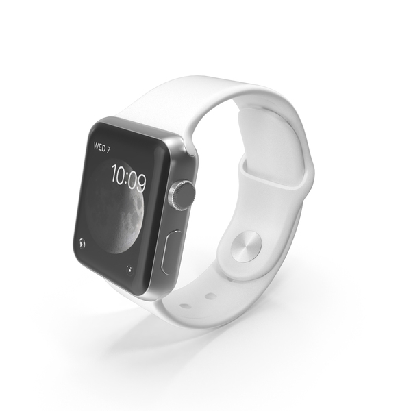 Apple Watch Series 2 38mm Stainless Steel Case White Sport Band PNG Images & PSDs for Download
