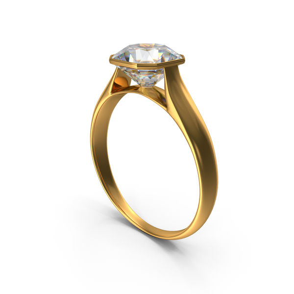 Asscher Cut Diamond On Gold Ring Png Images & Psds For Download 