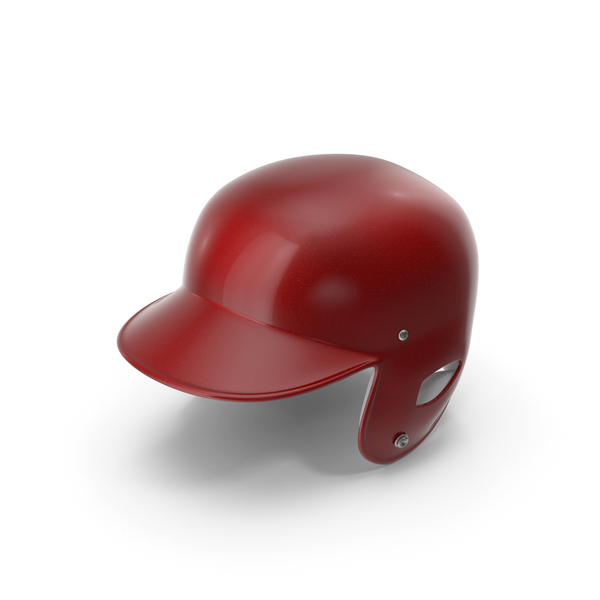 Red Baseball Or Softball Batting Helmet On White Background Stock