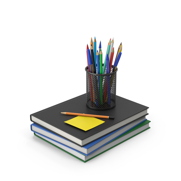 Office Pencil Holder With Contents Stock Photo - Download Image