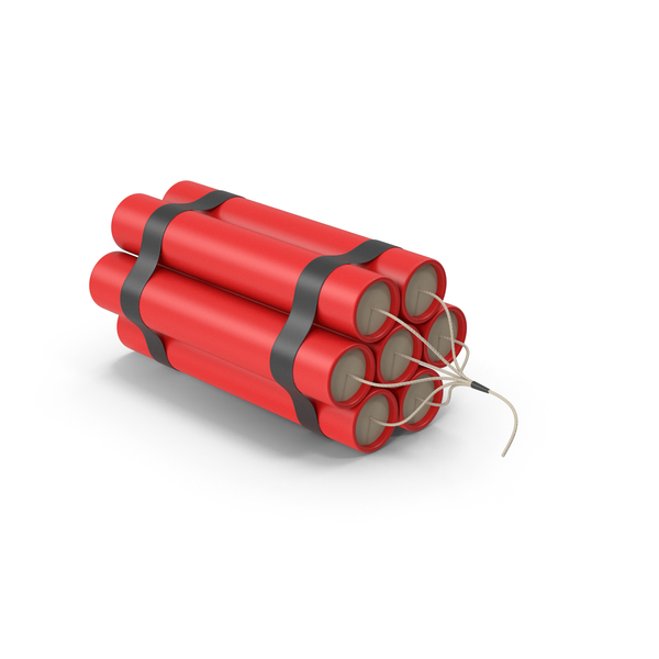 Dynamite. Bombs explosion 3d realistic red stick dynamite