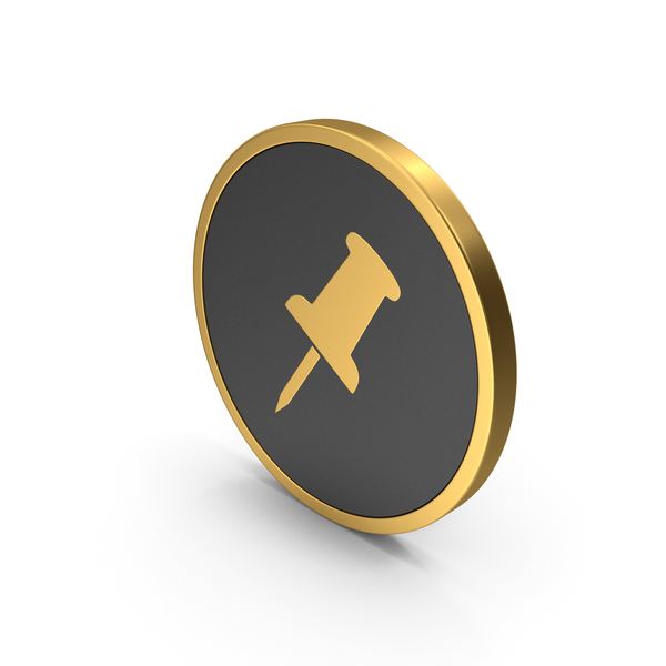 Golden Metal Push Pin Stock Photo - Download Image Now - Thumbtack
