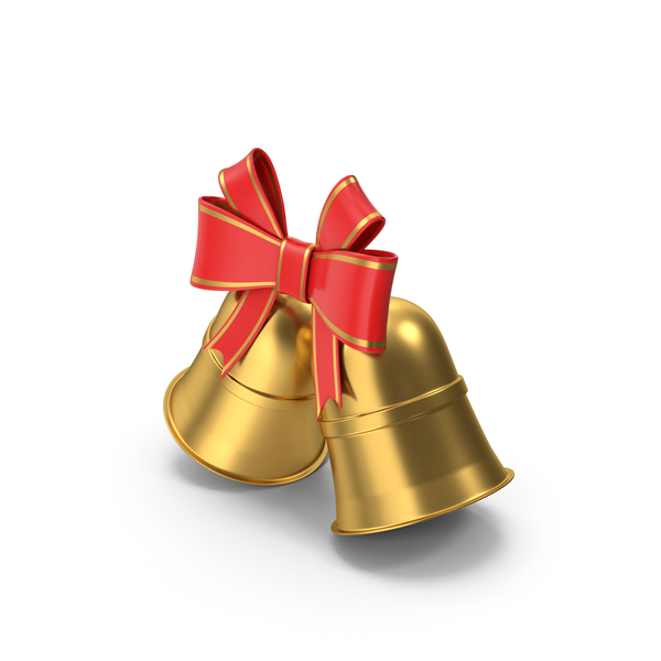 Golden christmas bell with red ribbon jingle bells