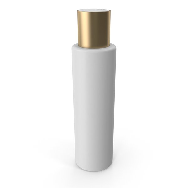 Plastic Cosmetic Bottle with Gold Cap PNG Images & PSDs for Download