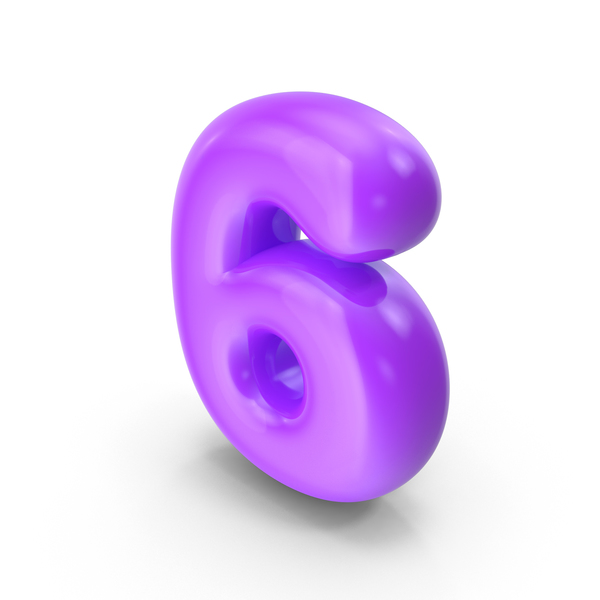 Purple Toon Balloon Number 6 PNG Images & PSDs for Download