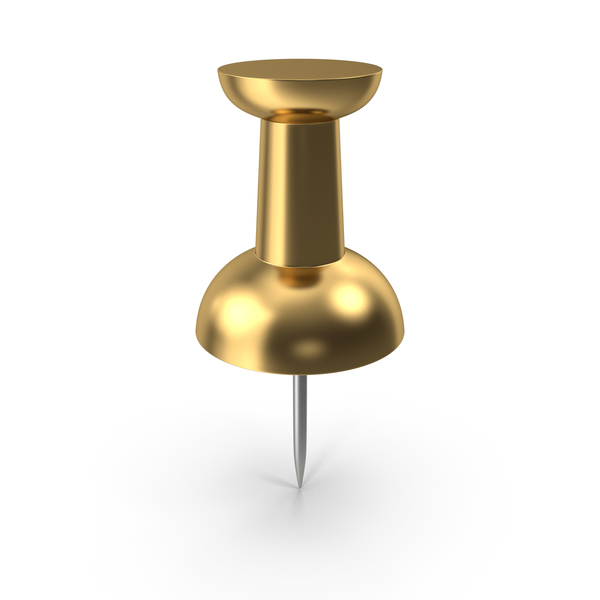 Golden Metal Push Pin Stock Photo - Download Image Now - Thumbtack