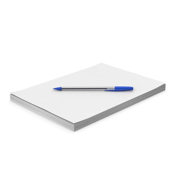 Download free image of Blank plain white notebook page with a pen