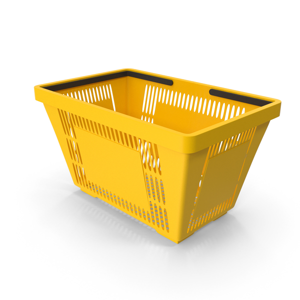 Yellow Shopping Basket With Plastic Handles PNG Images PSDs For