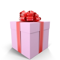 带红色弓PNG和PSD图像的粉红色礼品盒