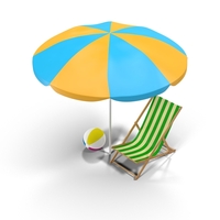 沙滩椅和伞PNG和PSD图像