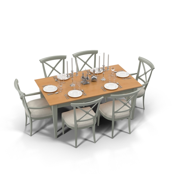 餐桌带有位置设置PNG和PSD图像