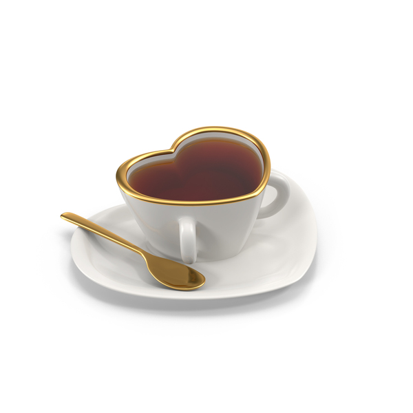 带茶PNG和PSD图像的心脏茶杯