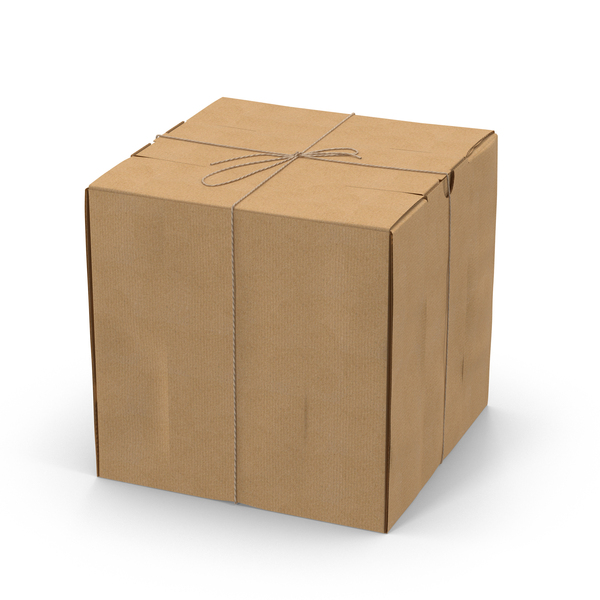 Square Cardboard Box with Twine PNG & PSD Images