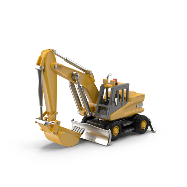 Cartoon Rubber-Tired Excavator PNG & PSD Images