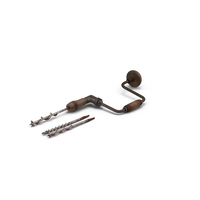 Vintage Hand Drill with Drill Bits PNG & PSD Images