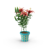 Red Flower in Blue Pot PNG & PSD Images