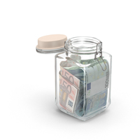 Glass Jar with Euros PNG & PSD Images