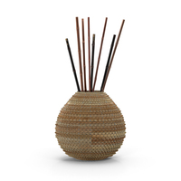 Wicker Vase with Sticks PNG & PSD Images