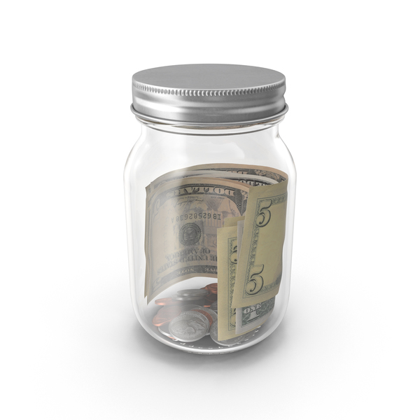 Glass Jar with Currency PNG & PSD Images