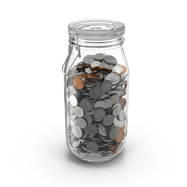 Glass Jar with Currency 02 PNG & PSD Images