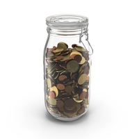 Glass Jar with Euro Coins PNG & PSD Images