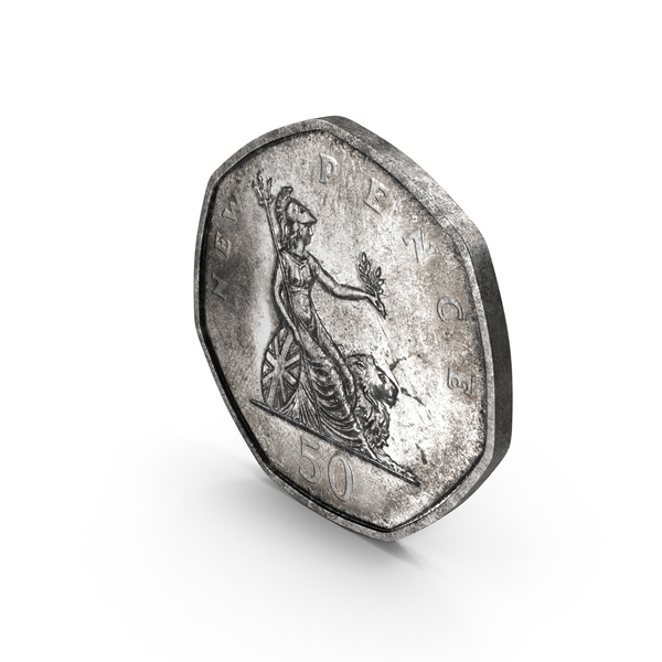 50 Pence Coin Aged PNG & PSD Images