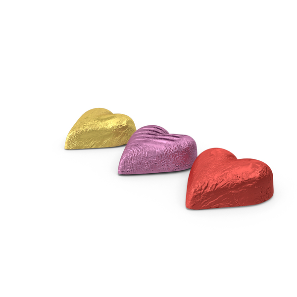 Chocolate Candy Hearts in Foil PNG & PSD Images