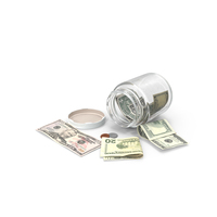 Glass Jar with Currency PNG & PSD Images