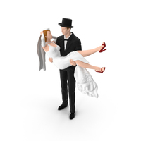 Bride and Groom Miniature with Top Hat PNG & PSD Images
