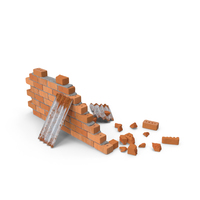 Brick Wall Section with Debris PNG & PSD Images