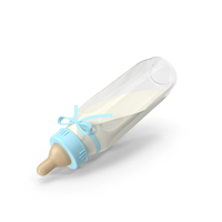 Blue Baby Bottle in Feeding Pose PNG & PSD Images