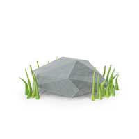 Low Poly Rock with Grass PNG & PSD Images
