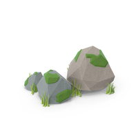 Low Poly Rocks with Grass PNG & PSD Images