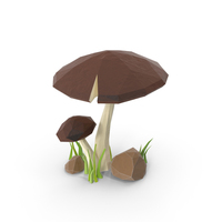 Low Poly Mushroom with Grass PNG & PSD Images
