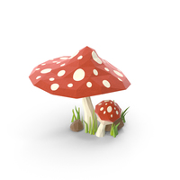 Low Poly Mushroom with Grass PNG & PSD Images