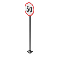 50km Road Sign PNG & PSD Images