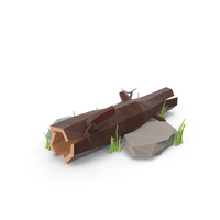 Low Poly Log with Rocks PNG & PSD Images
