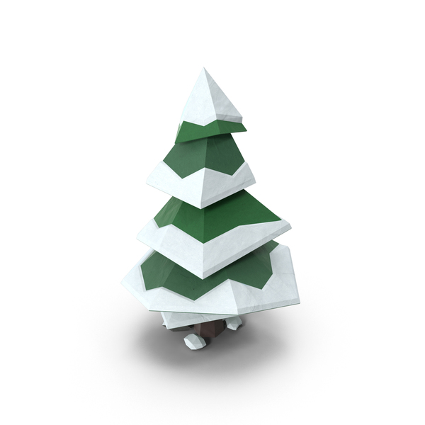 Low Poly Snowy Pine PNG & PSD Images