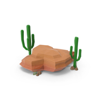 Boulder with Cacti PNG & PSD Images