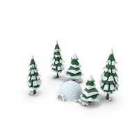 Low Poly Snow Scene PNG & PSD Images