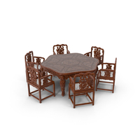Oriental Dining Table & Chairs PNG & PSD Images