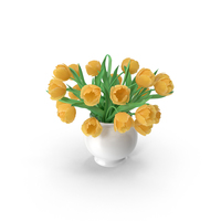 Yellow Tulips Bouquet In The Vase PNG & PSD Images
