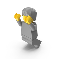 Neutral Lego Man With Hair Jumping PNG & PSD Images