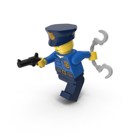 Lego Police Officer Running With Gun and Handcuffs PNG & PSD Images