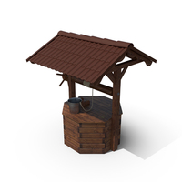 Wooden Well House & Bucket PNG & PSD Images