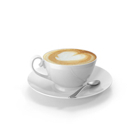 Coffee Cappucino Cup With Spoon PNG & PSD Images