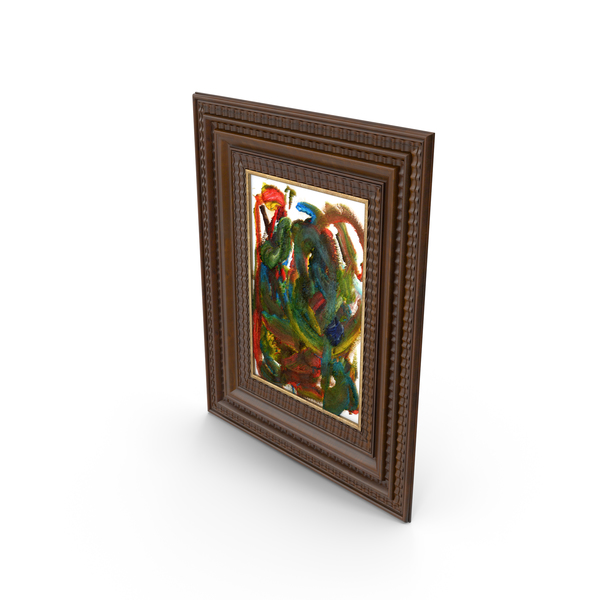 Abstract Painting in Wooden Frame PNG & PSD Images