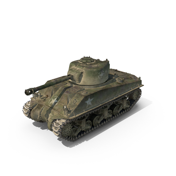 Sherman Tank Olive Scheme with Dust PNG & PSD Images